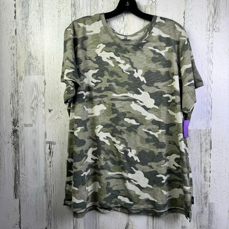 cropped women's topsTop Short Sleeve Basic By Gap In Camouflage Print, Size: 2x