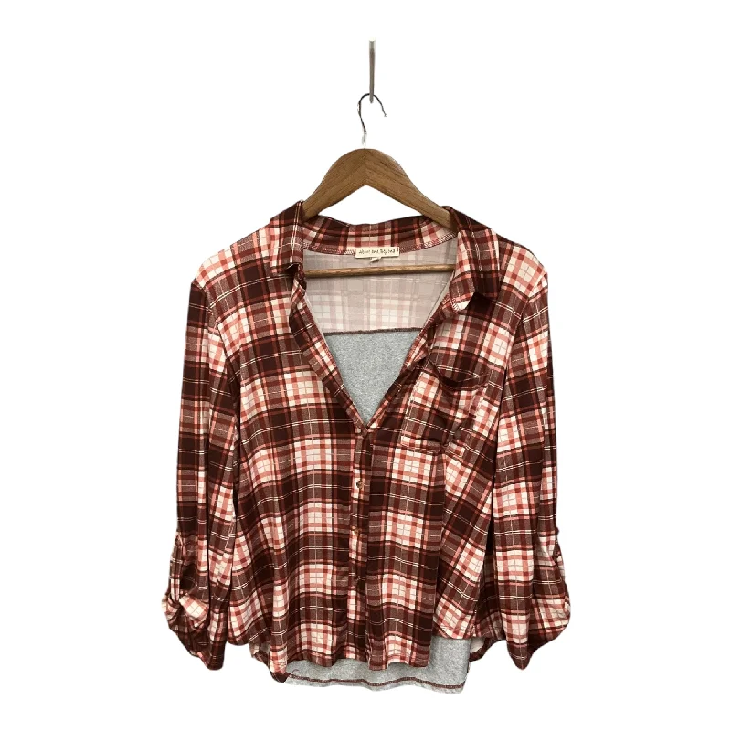 women's tops with bell sleevesTop Long Sleeve By Cmb In Plaid Pattern, Size: L