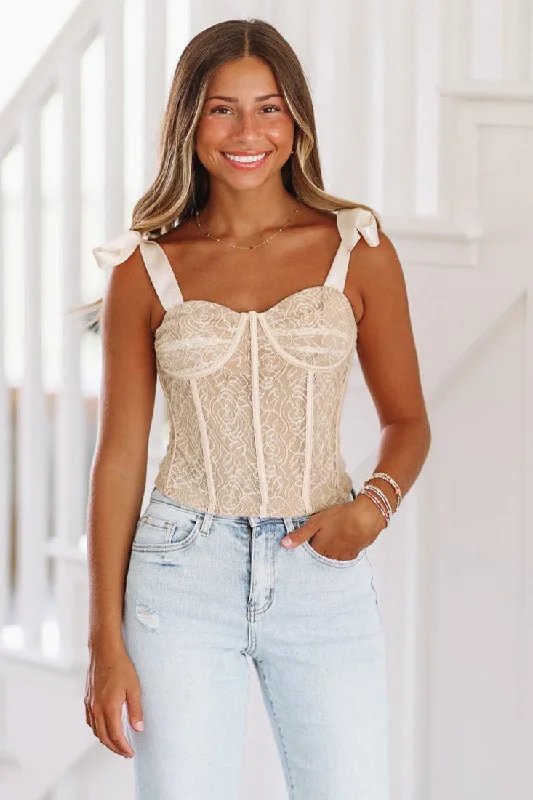 cozy women's tops for fall and winterShow Me Corset Top - Champagne