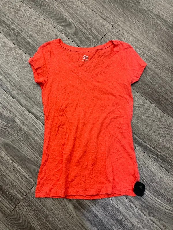 satin women's topsTop Short Sleeve By So In Orange, Size: M