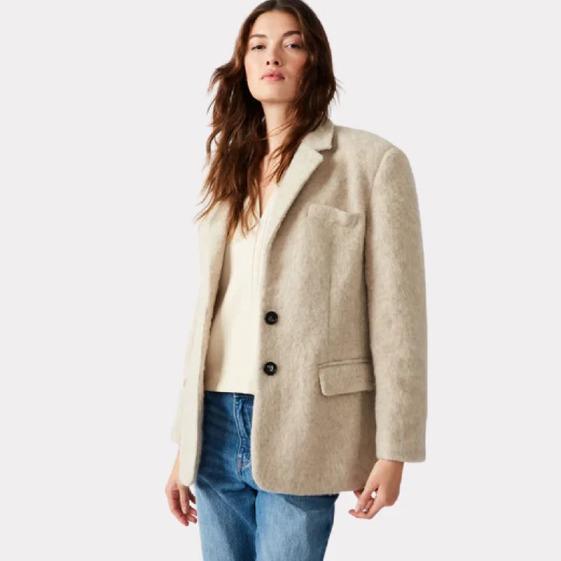 women's coats with thigh-high slitsNana Blazer Coat (Oatmeal)