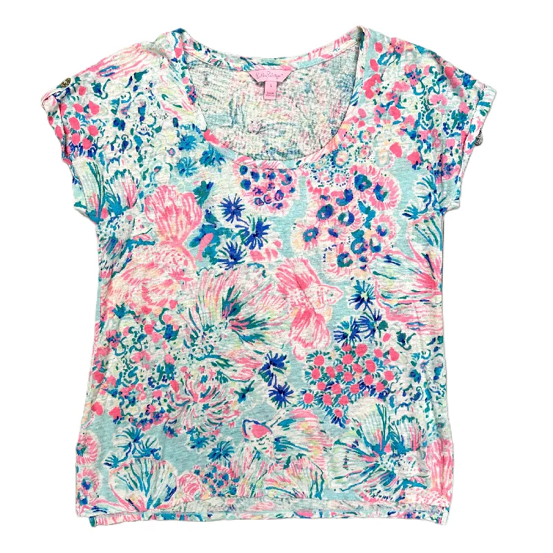 women's tops with bell sleevesTop Short Sleeve Designer By Lilly Pulitzer In Multi-colored, Size: S