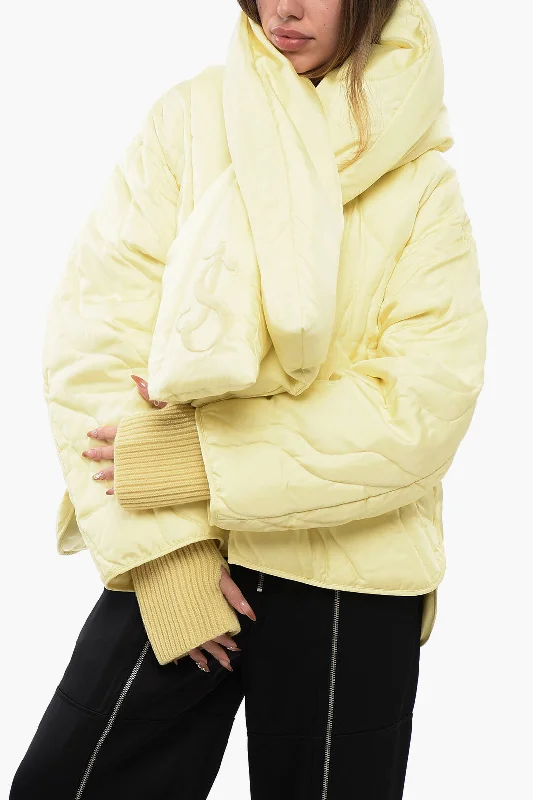 women's coats for maximalist fashion loversJil Sander Quilted Down Jacket With Padded Scarf