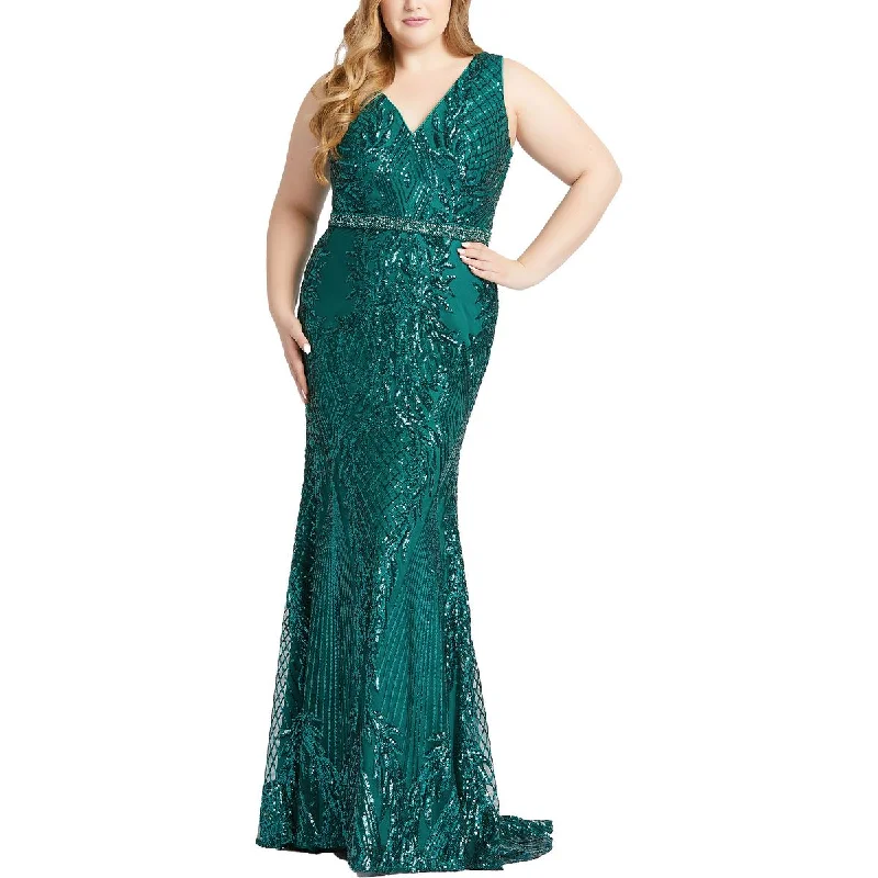 women's cocktail dressesMac Duggal Womens Plus Sequined Long Evening Dress