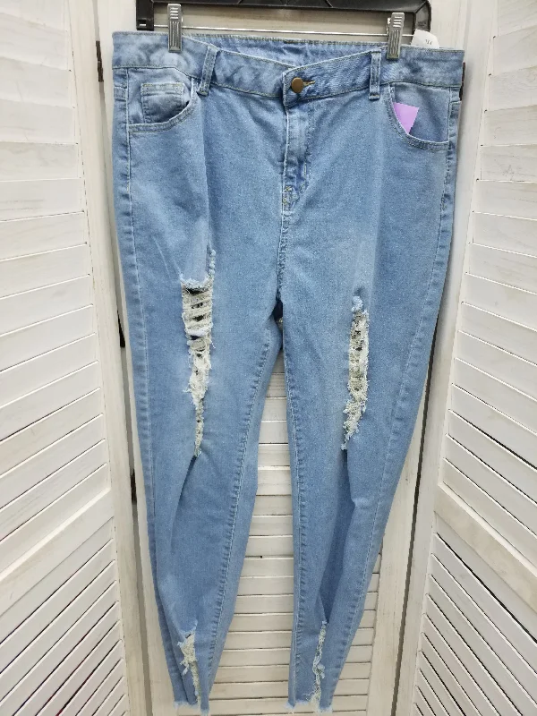 women's denim jeans with patchesBlue Denim Jeans Skinny Clothes Mentor, Size Xxl