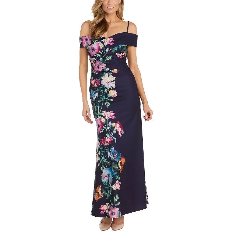 women's ethical fashion dressesNW Nightway Womens Floral Print Cold Shoulder Evening Dress