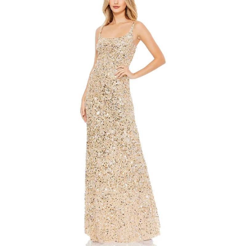 women's halter dressesMac Duggal Womens Sequined Long Evening Dress