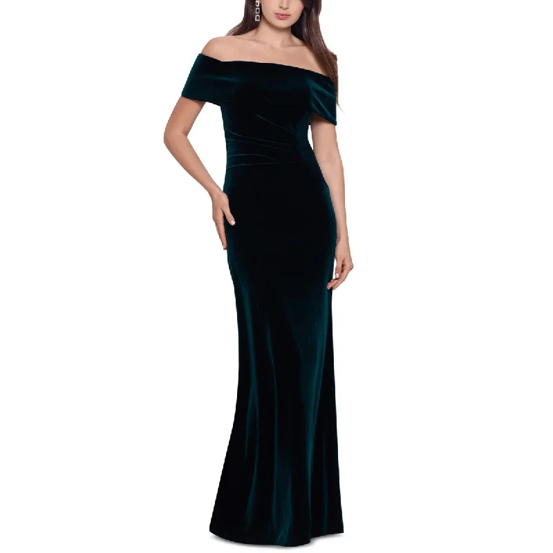 women's business casual dressesXscape Womens Velvet Ruched Evening Dress