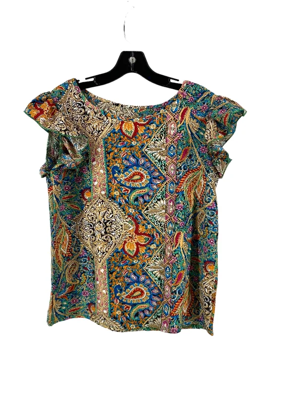 women's tops with built-in brasTop Short Sleeve By Shein In Multi-colored, Size: M