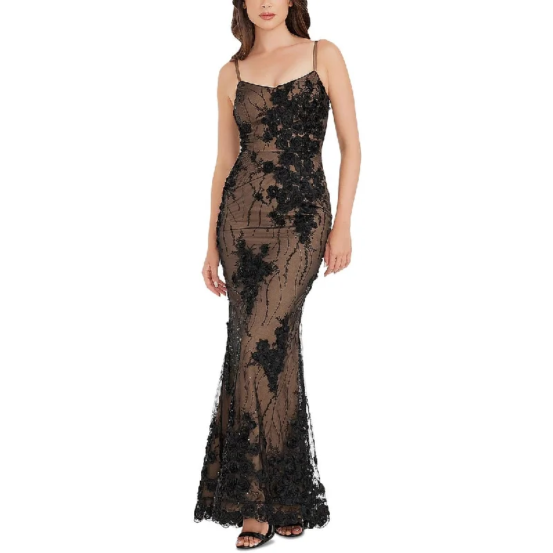 Silk DressDress The Population Womens Giovanna Lace Overlay V-Neck Evening Dress