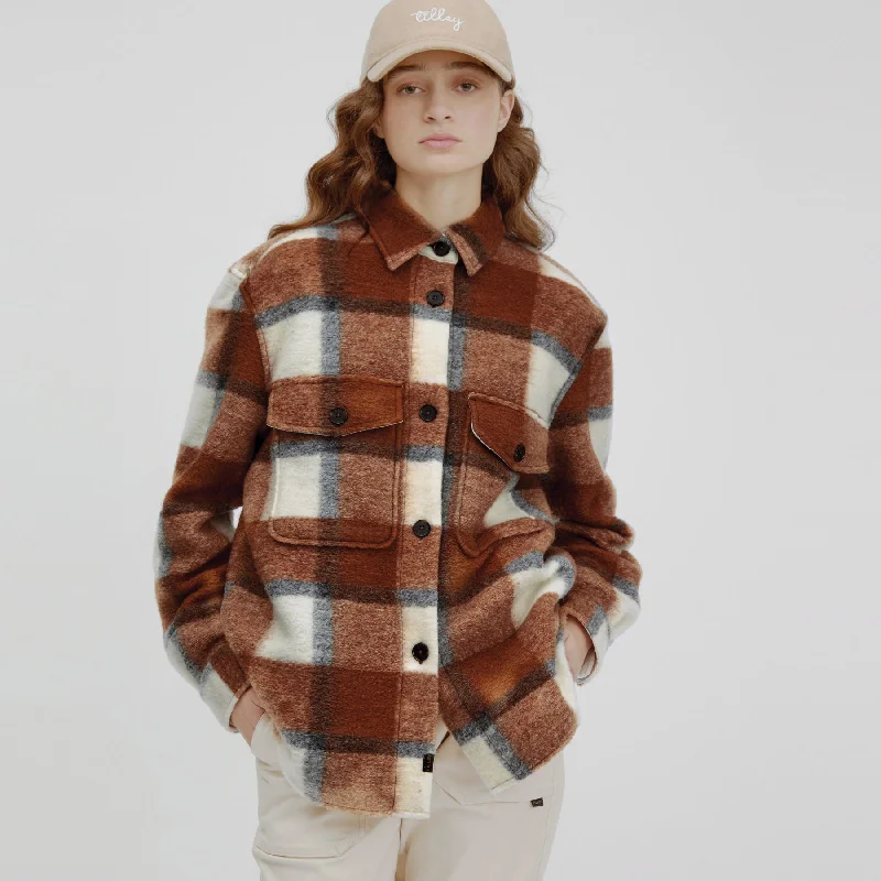 women's coats for those who love to mix and matchPlaid Shirt Jacket (Camel)