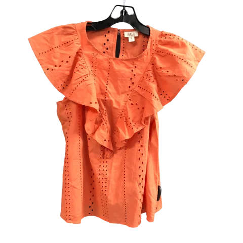 women's tops with asymmetrical designsTop Short Sleeve By Ana In Orange, Size: Xs