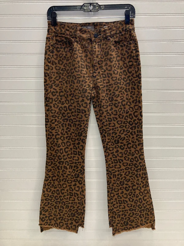 women's denim jeans with raw hemsAnimal Print Jeans Cropped Dl1961, Size 2