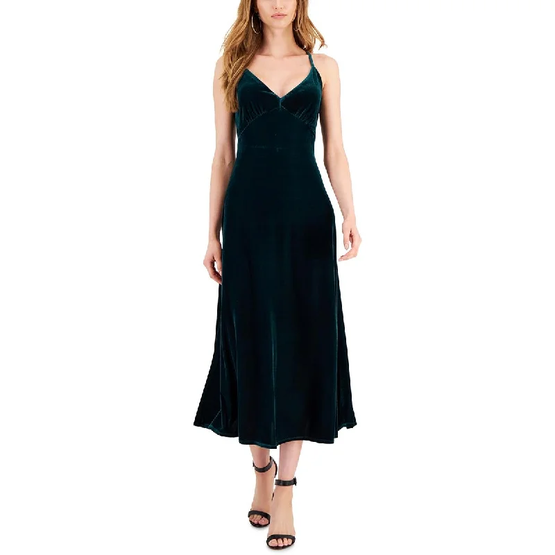 women's bodycon dressesTaylor Womens Petites Velour Spaghetti Straps Evening Dress