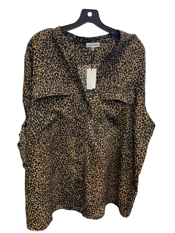 women's tops for maximalist fashion loversTop Short Sleeve By Calvin Klein In Animal Print, Size: 3x