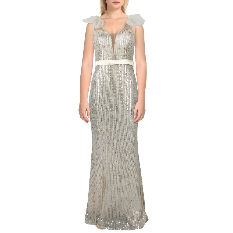 Chic DressPLM Womens Sequined Long Evening Dress