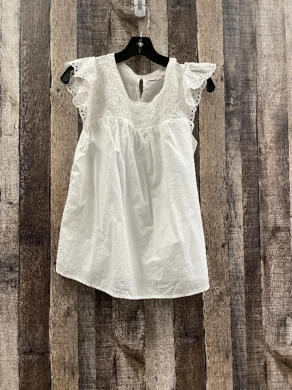 women's tops with lace-up frontsTop Short Sleeve By Loft In White, Size: M