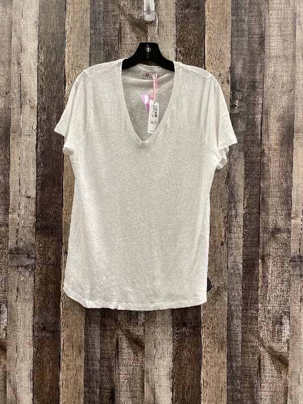 women's tops with spaghetti straps and deep V-necksTop Short Sleeve By Vineyard Vines In White, Size: S