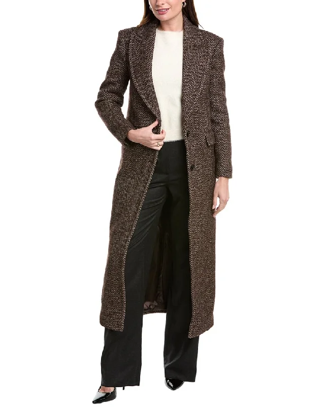 women's coats for business casual attireMichael Kors Collection Chesterfield Wool, Silk, & Alpaca-Blend Coat