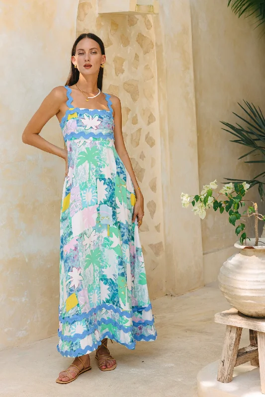 women's empire-line dressesMaeve Aqua Blue Green Abstract Ric Rac Maxi Dress