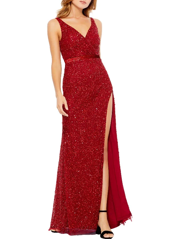 women's velvet dressesWomens Sequined Maxi Evening Dress