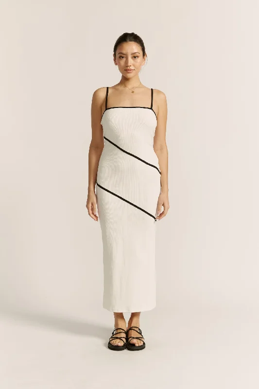 Metallic DressElia White Contrast Maxi Dress