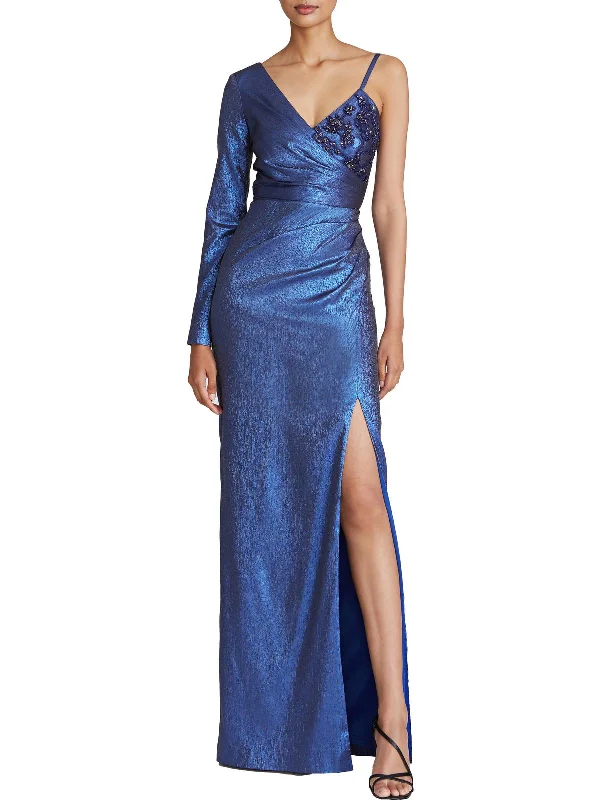 women's vintage dressesWomens Metallic Maxi Evening Dress