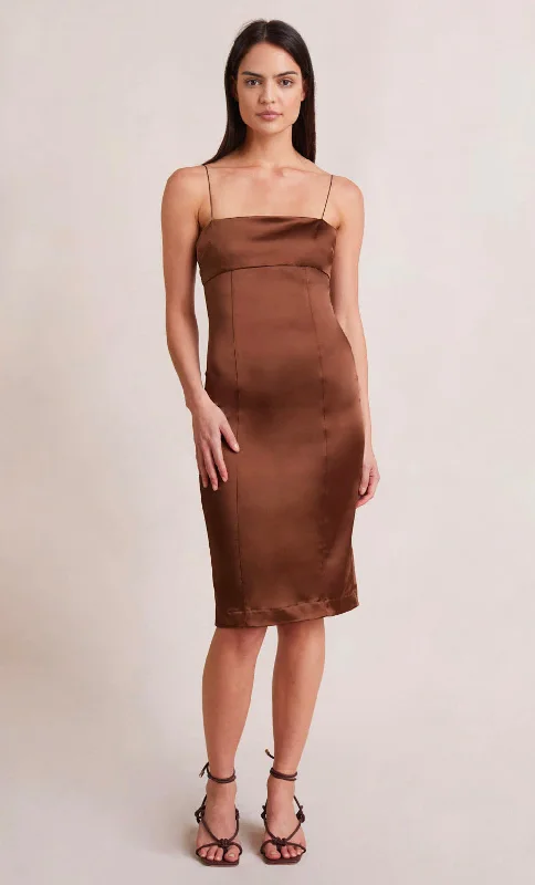 women's lace-up dressesHeather Midi Dress - Cognac