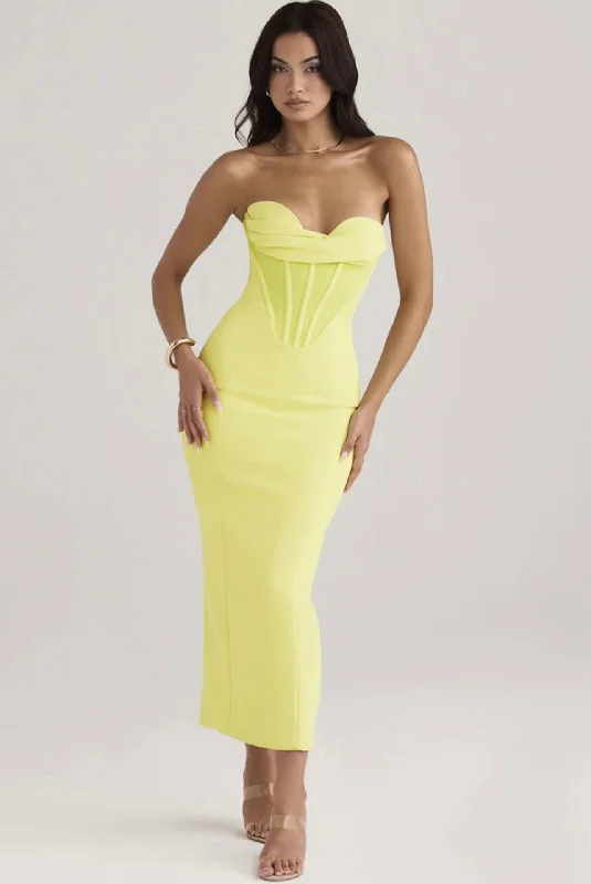 Chiffon DressElegant Enigma Bodycon Corset Cocktail Midi Dress