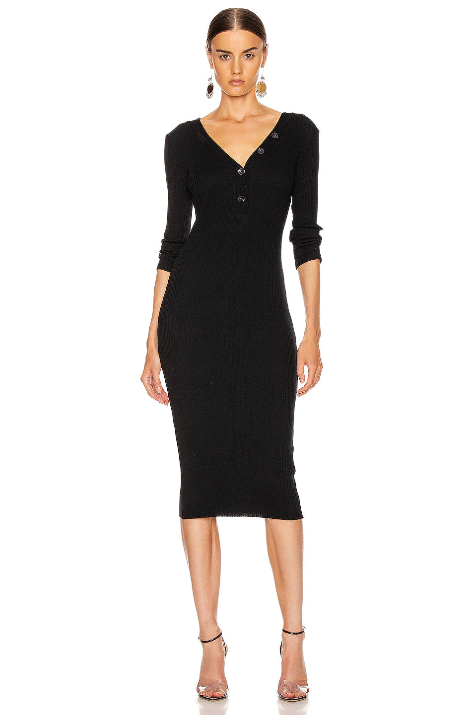 Casual DressMidi Sweater Dress - Black