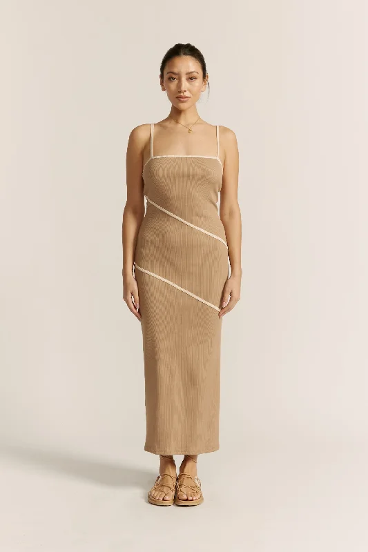 Sequined DressElia Mocha Contrast Maxi Dress