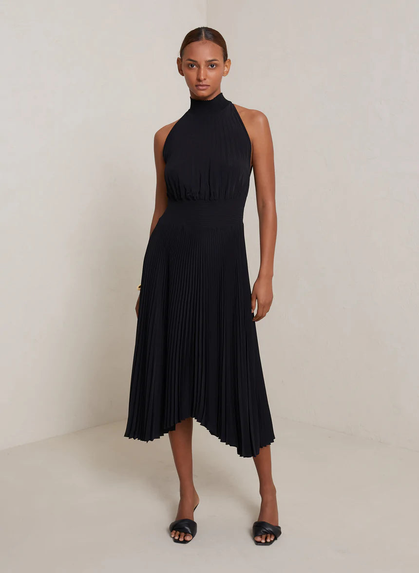 women's flowy dressesRenzo Pleated Midi Dress - Black