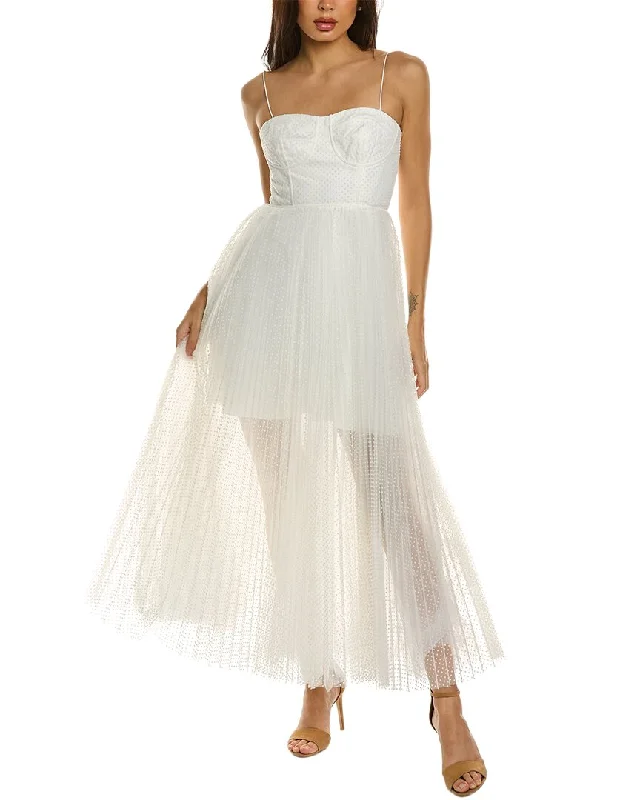 Short-Sleeve DressML Monique Lhuillier Tulle Maxi Dress