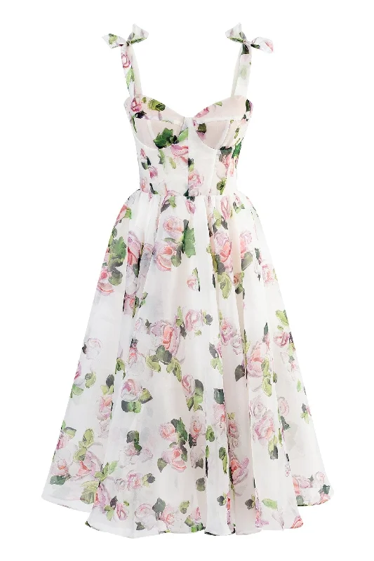 High-Low DressTender floral midi tie-strap dress