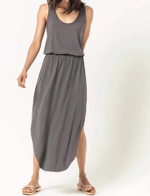 Casual DressRacing Stripe Maxi Dress In Pewter