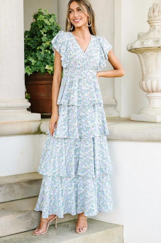 Sheath DressWhat's On Your Mind Blue Floral Maxi Dress