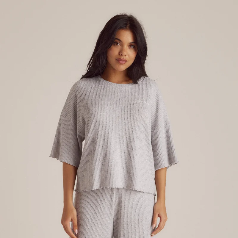 Soft Waffle Pyjama Top - Frost