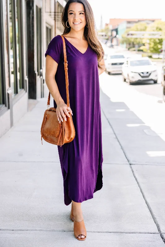 Beaded DressThis Is No Dream Plum Purple Maxi Dress