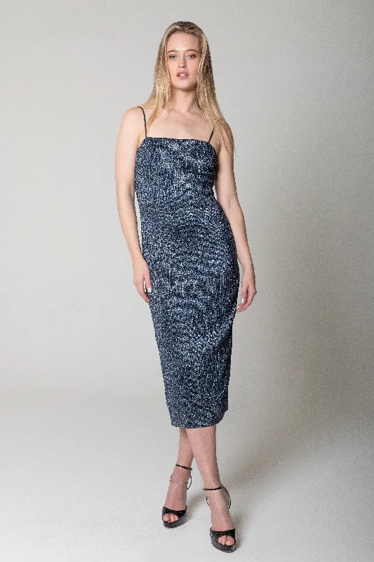 Body-Hugging DressSequin Midi Dress - Navy Black