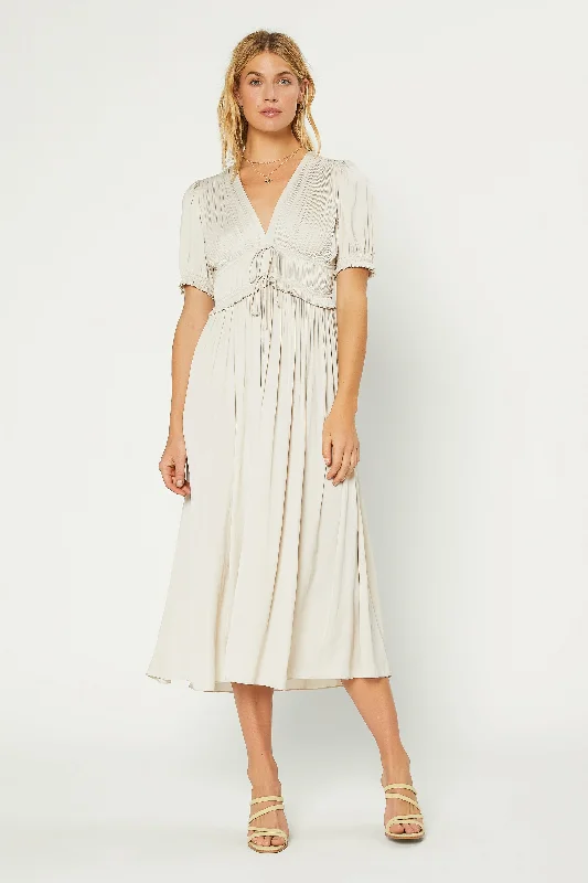 Flutter-Sleeve DressAmelia Pleated Maxi Dress