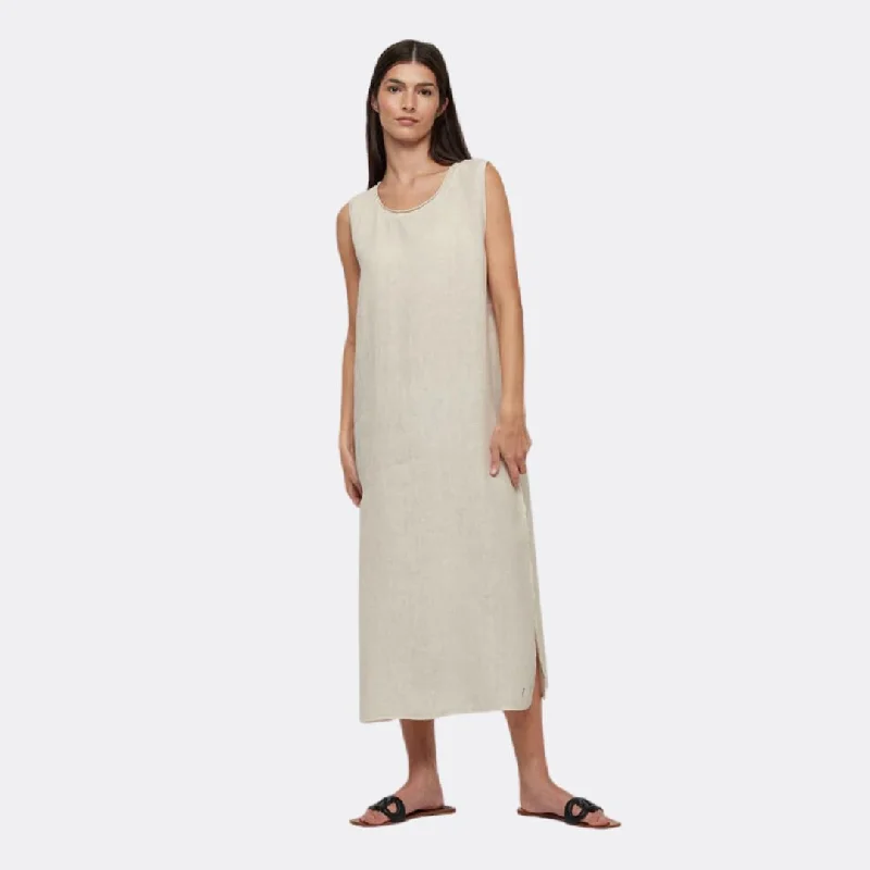 women's maxi dressesSleeveless Maxi Linen Dress (Nude)