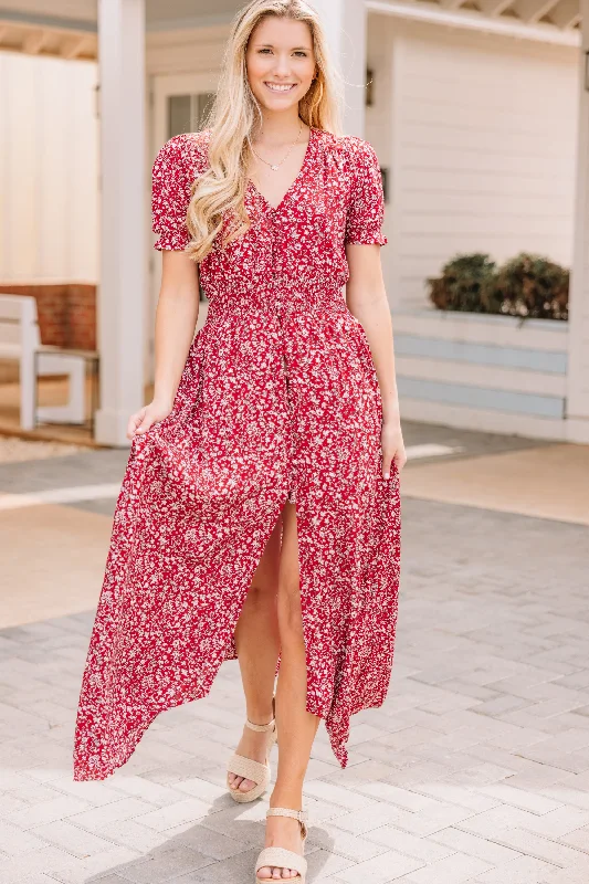 women's maximalist dressesWhat A Doll Red Floral Maxi Dress