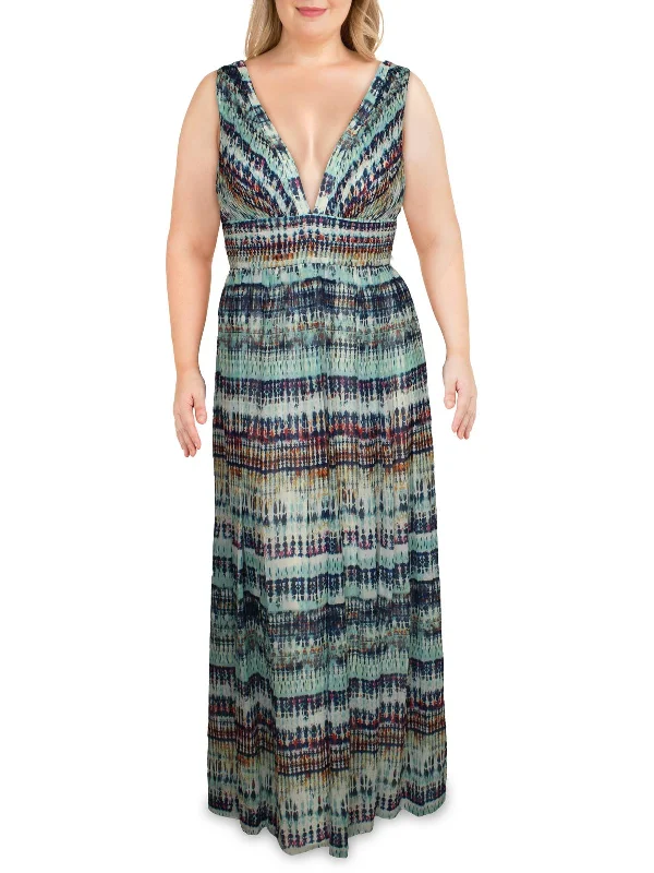 women's petite dressesWomens Printed V-Neck Maxi Dress