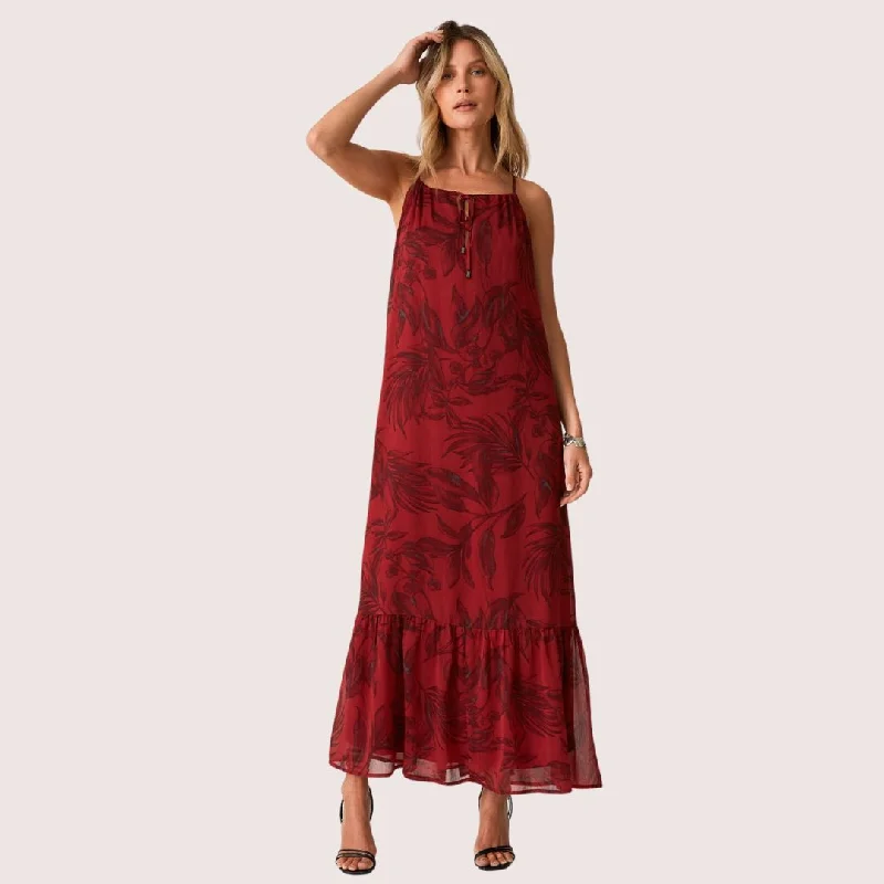 women's cinched-waist dressesKiriana Halter Maxi Dress (Wine + Charcoal)