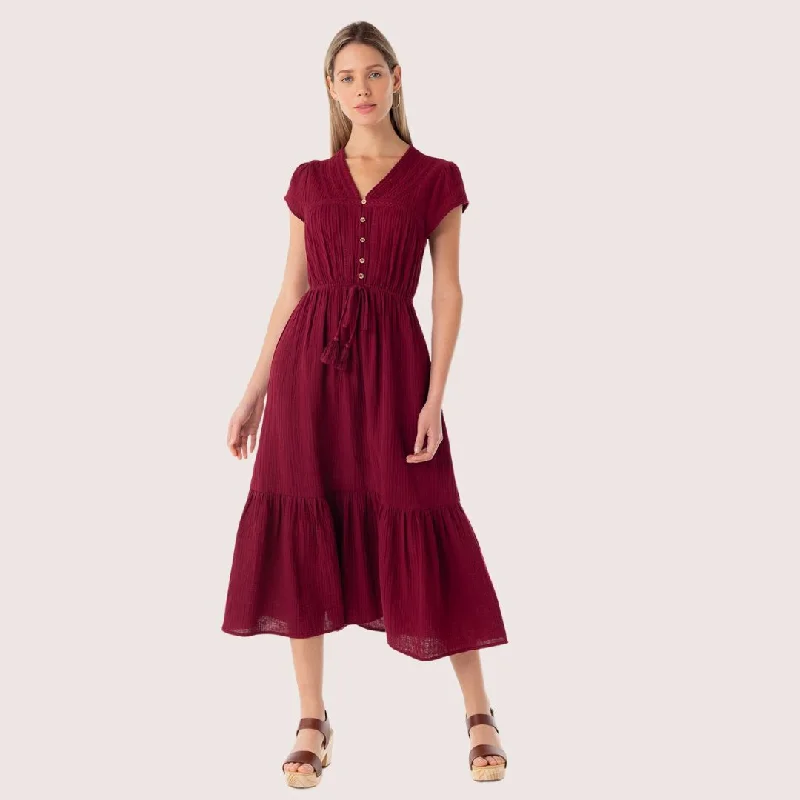 women's long-sleeved dressesHolland Maxi Dress (Merlot)