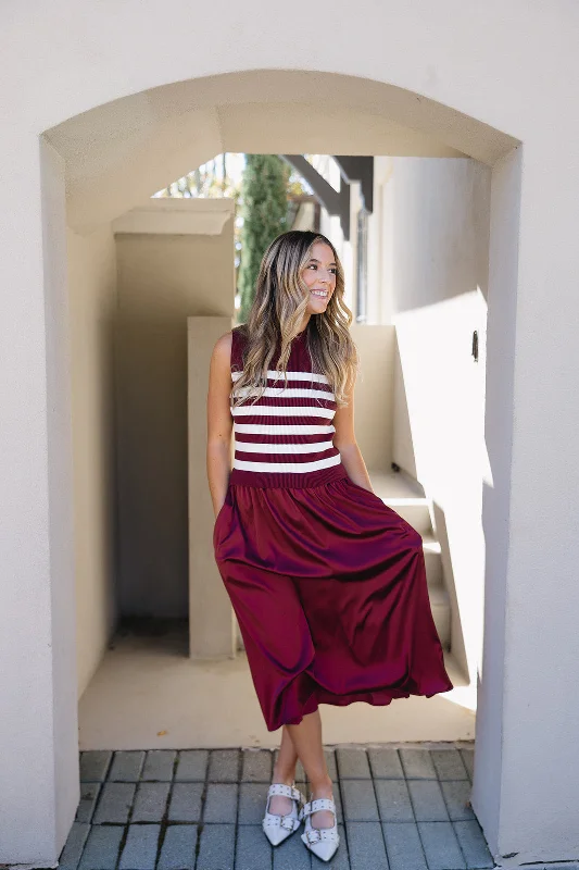 Asymmetric DressKendall Midi Dress - Burgundy