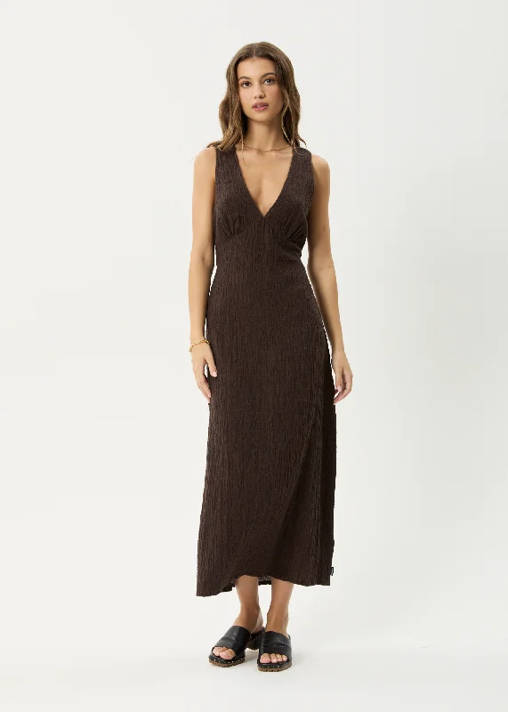 women's ball gown dressesAFENDS Womens Focus - Seersucker Maxi Dress - Coffee