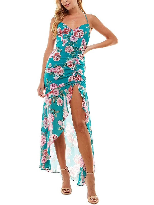 Denim DressWomens Chiffon Floral Maxi Dress