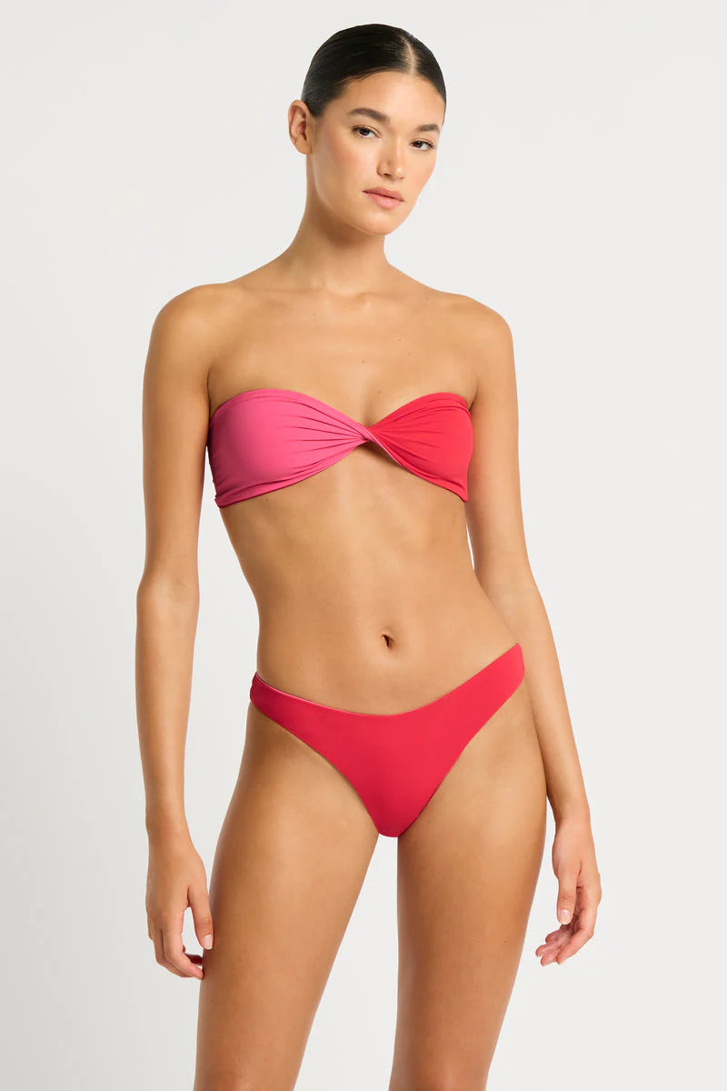 Colorful Female SwimwearIda Tie Back Bandeau Cherry Hibiscus