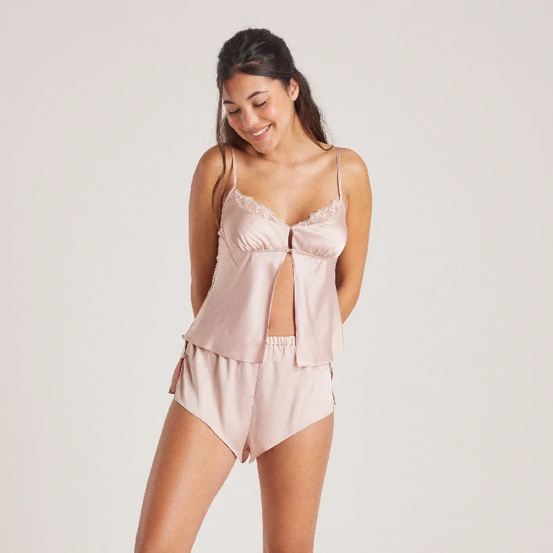 Bow Satin Cami Pyjama Top - Blush